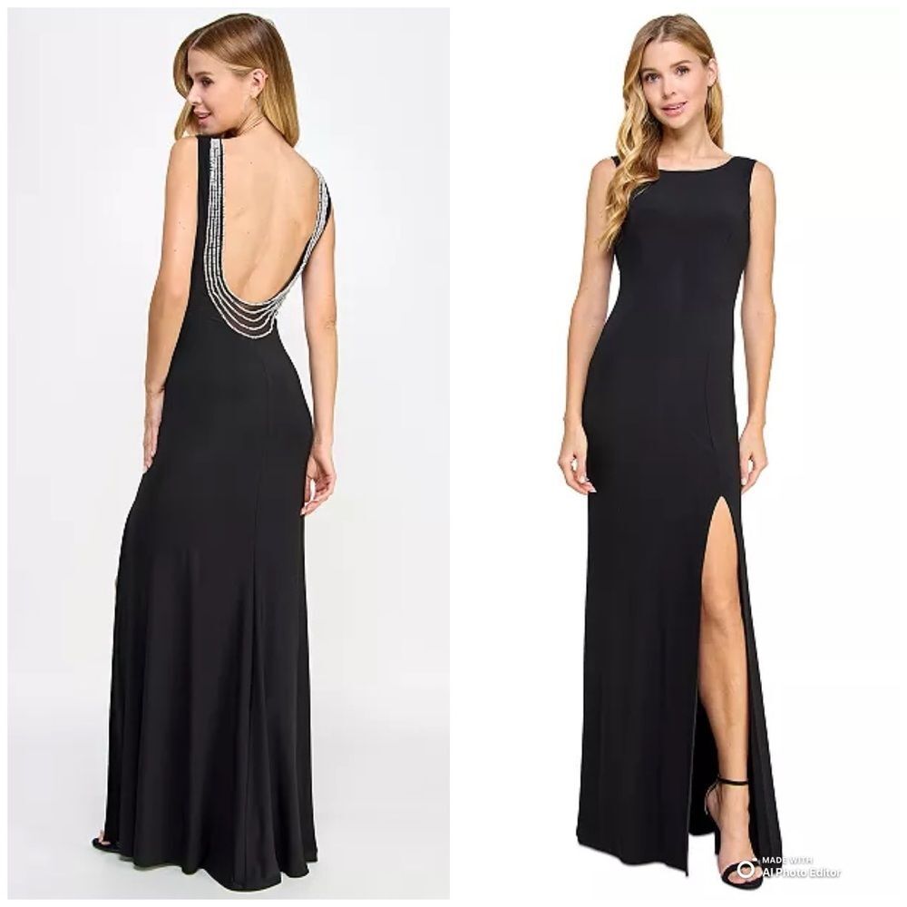 B Darlin size 7/8 Black Backless pearl detail prom formal Dress